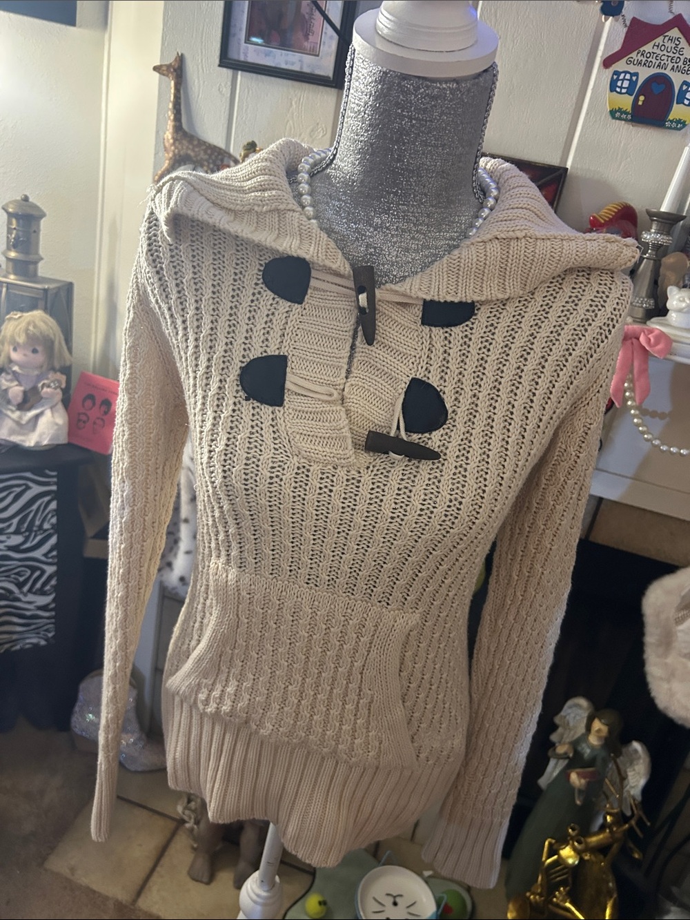 Rip Curl Beige Sweater with Toggle Closures